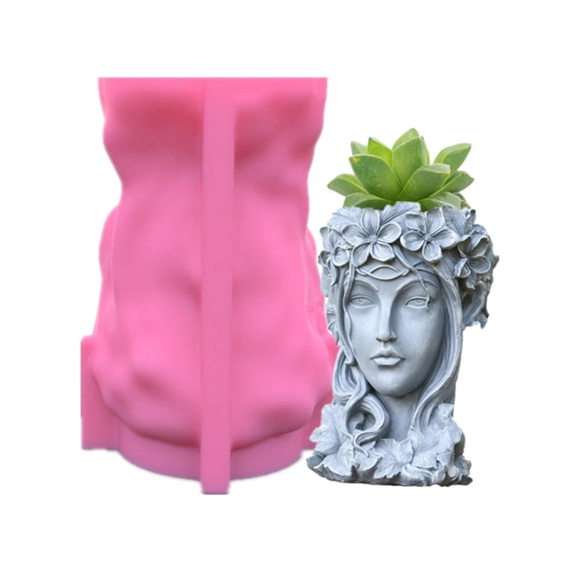 Girl Head Flower Pot Epoxy Mold Resin Mould