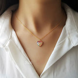 Pink Mermaid Fish Scale Heart Necklace S925 Sterling Silver Clavicle Chain