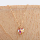 Pink Mermaid Fish Scale Heart Necklace S925 Sterling Silver Clavicle Chain