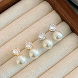 French Romantic Zircon Pearl Earrings for Women