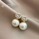 French Romantic Zircon Pearl Earrings for Women