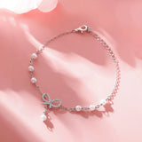 Heart Bow Bracelet Sterling Silver Pearl Student Jewelry