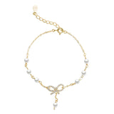 Heart Bow Bracelet Sterling Silver Pearl Student Jewelry