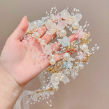 Pearl Flower Headband Bridal Wedding Crown Crystal Headpiece