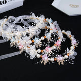 Pearl Flower Headband Bridal Wedding Crown Crystal Headpiece