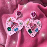 Girl's Heart Burst Love Earrings Meiba Disco Tuku Soft Sister Jewelry Female Pin