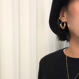 925 Silver Irregular Earrings Women Nordic Style Minimalist Big Hoop