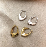 925 Silver Irregular Earrings Women Nordic Style Minimalist Big Hoop