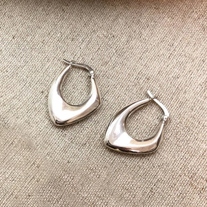 925 Silver Irregular Earrings Women Nordic Style Minimalist Big Hoop