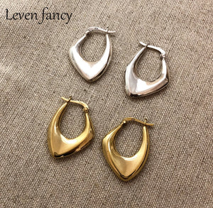 925 Silver Irregular Earrings Women Nordic Style Minimalist Big Hoop