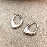 925 Silver Irregular Earrings Women Nordic Style Minimalist Big Hoop