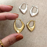 925 Silver Irregular Earrings Women Nordic Style Minimalist Big Hoop
