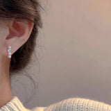 925 Silver Pearl Zircon Stud Earrings Wedding Party Jewelry