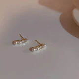 925 Silver Pearl Zircon Stud Earrings Wedding Party Jewelry