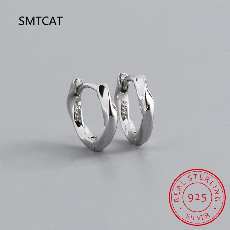 925 Silver Twist Hoop Earrings For Women DS4258