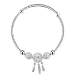 Girls' Silver Dream Catcher Tassel Feather Bangle Bracelet