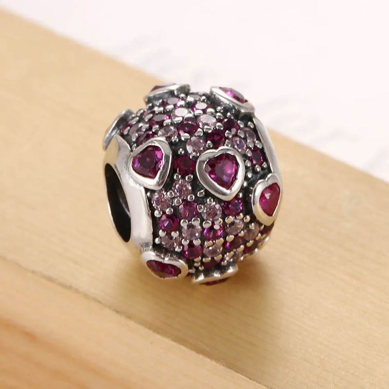 Girls Bead Explosion of Love Charm Bracelet Red Pink CZ