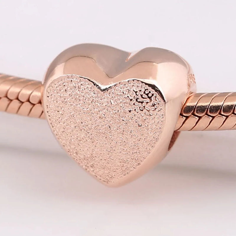 Matte Brilliance Heart Charms Bracelet Bangle Silver DIY Jewelry
