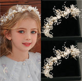 Pearl Crystal Bridal Headband Flower Wreath Wedding Garland