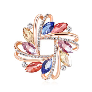 Crystal Flower Brooch Scarf Clip Banquet Brooch Pin AH165
