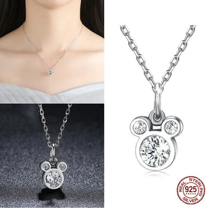 Mickey Pendant Necklace 925 Silver Stainless Steel Jewelry
