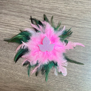 Girls' Pink Green Feather Satin Charm Brooch for Club Party
