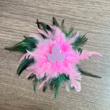 Girls' Pink Green Feather Satin Charm Brooch for Club Party