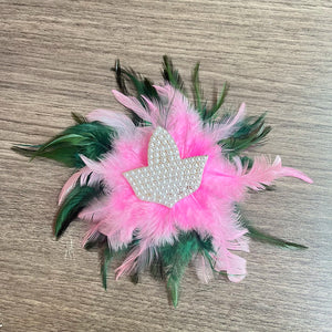 Girls' Pink Green Feather Satin Charm Brooch for Club Party