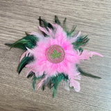 Girls' Pink Green Feather Satin Charm Brooch for Club Party
