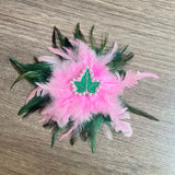 Girls' Pink Green Feather Satin Charm Brooch for Club Party