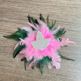 Girls' Pink Green Feather Satin Charm Brooch for Club Party