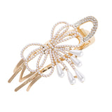 Girls Flowers Hair Clips Pearl Rhinestone Large Duckbill Claw Clip