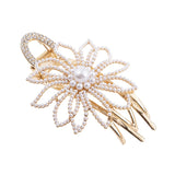 Girls Flowers Hair Clips Pearl Rhinestone Large Duckbill Claw Clip