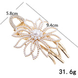 Girls Flowers Hair Clips Pearl Rhinestone Large Duckbill Claw Clip