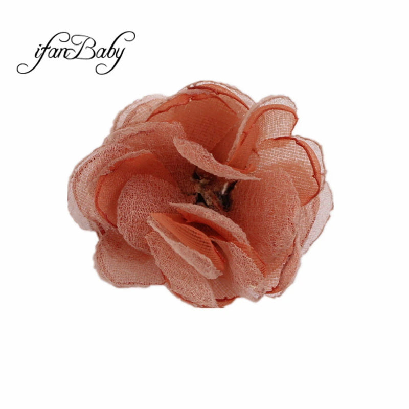 Girls Hair Accessories Burned Edges Flower Singed Organza Fabric Flower