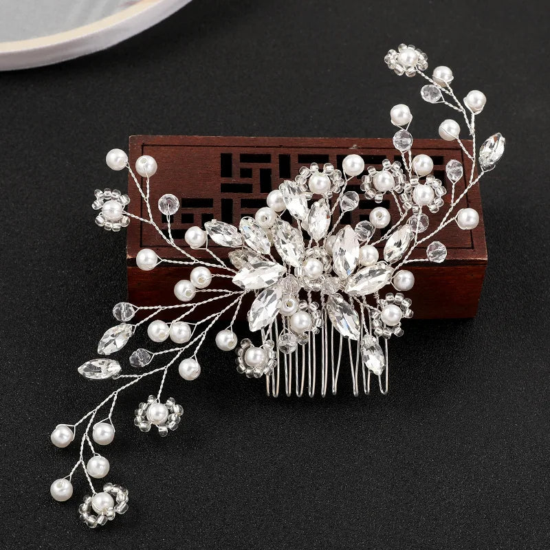 Pearl Tiaras Wedding Hair Accessories Rhinestone Crown Hairband