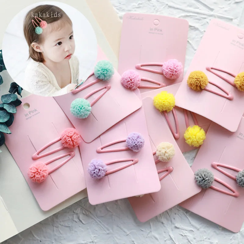 Colorful Yarn Ball Snap Hair Clips for Kids