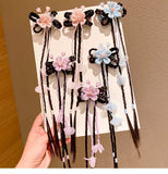 Girls' Hanfu Headdress Flower Wig Braid Hair Clip Ancient Style Fairy