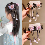 Girls' Hanfu Headdress Flower Wig Braid Hair Clip Ancient Style Fairy