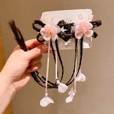Girls' Hanfu Headdress Flower Wig Braid Hair Clip Ancient Style Fairy