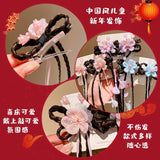 Girls' Hanfu Headdress Flower Wig Braid Hair Clip Ancient Style Fairy