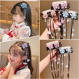 Girls' Hanfu Headdress Flower Wig Braid Hair Clip Ancient Style Fairy