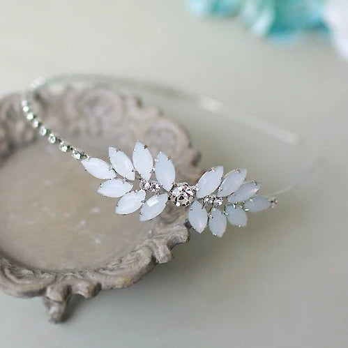 Girls Leaf Crystal Hair Band Headbands Beaded Hairbands