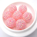 20mm Chunky Pink Resin Rhinestone Ball Beads DIY Jewelry Making