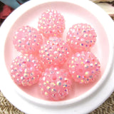 20mm Chunky Pink Resin Rhinestone Ball Beads DIY Jewelry Making