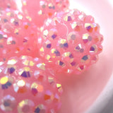 20mm Chunky Pink Resin Rhinestone Ball Beads DIY Jewelry Making