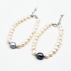 Freshwater Pearl Bracelet Small Hand Beaded Baroque Pearls Adjustable