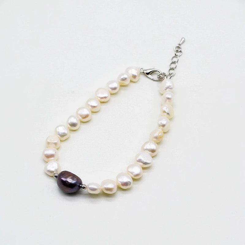 Freshwater Pearl Bracelet Small Hand Beaded Baroque Pearls Adjustable