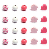 Pink Flowers Wooden Beads DIY Bracelet Accessories