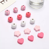 Pink Flowers Wooden Beads DIY Bracelet Accessories